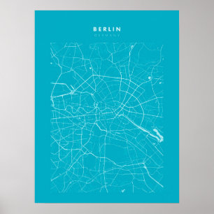 Poster de la carte de Berlin Light Blue City
