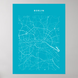 Poster de la carte de Berlin Light Blue City