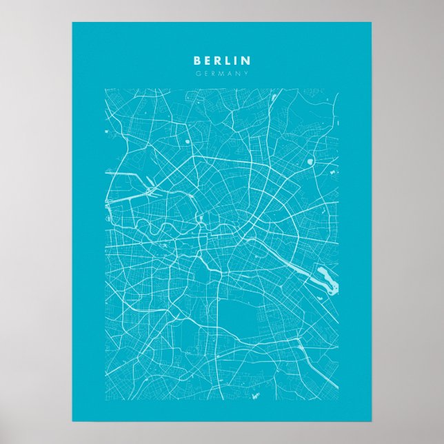 Poster de la carte de Berlin Light Blue City (Devant)
