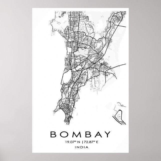 Poster de la carte de Bombay/Mumbai | Maharashtra| (Devant)