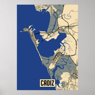 Poster de la carte de Cadiz