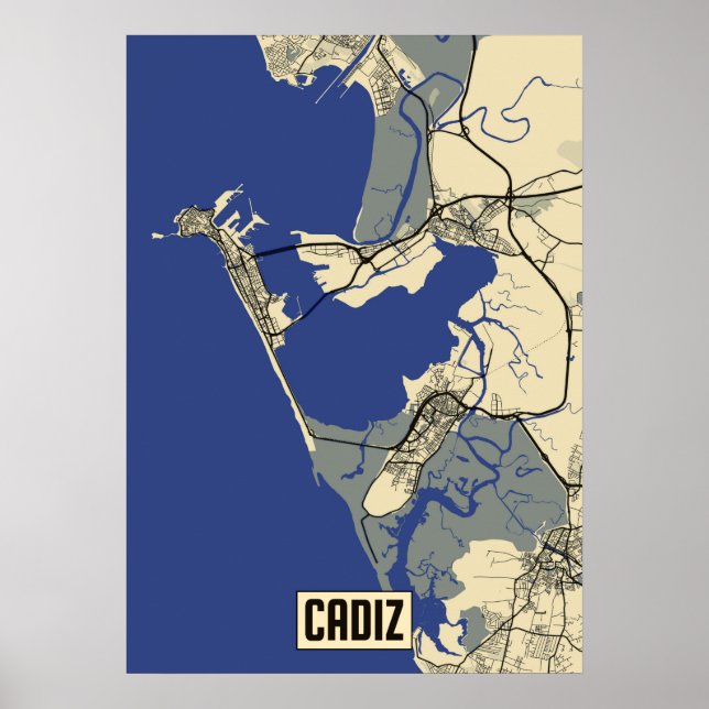 Poster de la carte de Cadiz (Devant)