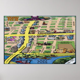 Poster de la carte de dessin du centre-ville d'Aus