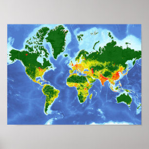 Poster de la carte de la population mondiale