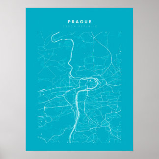 Poster de la carte de la ville bleu clair de Pragu