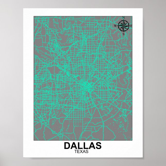Poster de la carte de la ville de Dallas (Devant)