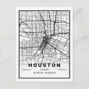 Poster de la carte de la ville de Houston Texas US