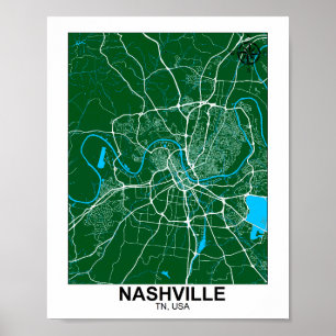 Poster de la carte de la ville de Nashville