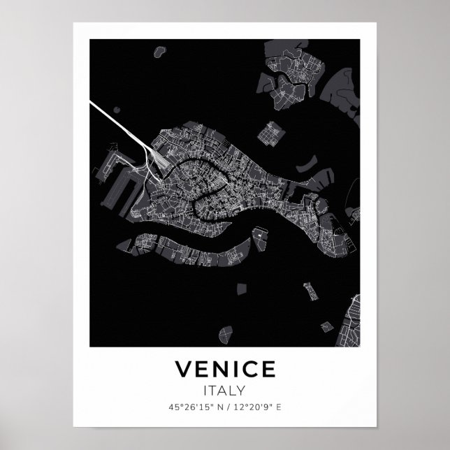 Poster de la carte de la ville de Venise (Devant)