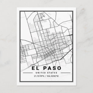 Poster de la carte de la ville d'El Paso Texas USA