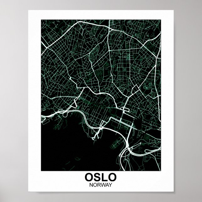 Poster de la carte de la ville d'Oslo, (Devant)