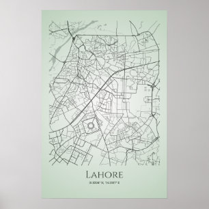 Poster de la carte de Lahore   Carte routière de L