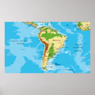 Poster de la carte de l'Amérique du Sud