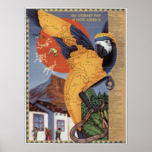 Poster de la carte de l'Amérique du Sud