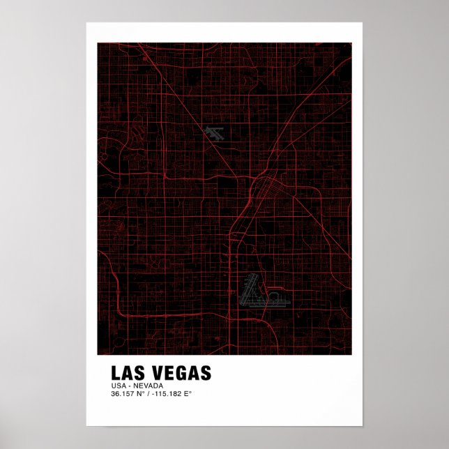 Poster de la carte de Las Vegas - Nevada Carte noi (Devant)