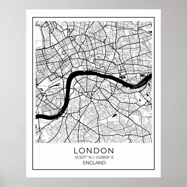 Poster de la carte de Londres - Décor art du mur d (Devant)