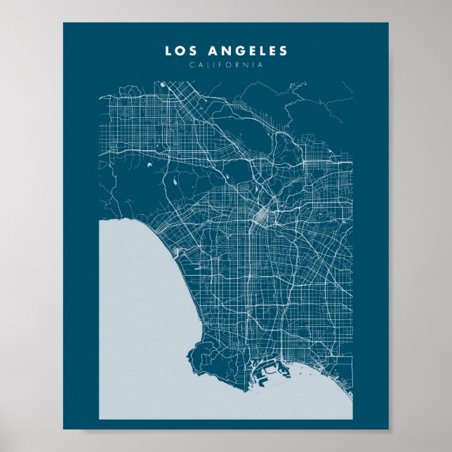 Poster de la carte de Los Angeles Dark Blue City (Devant)