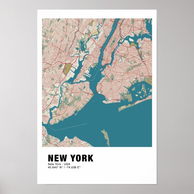 Poster de la carte de New York - New York Style de (Devant)
