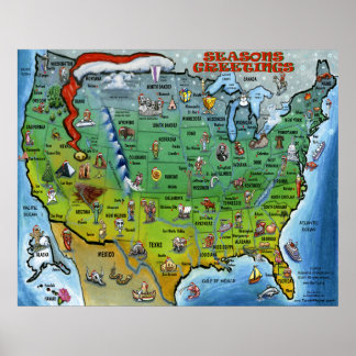 Poster de la carte de Noël USA