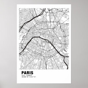 Poster de la carte de Paris - France Carte Blanche