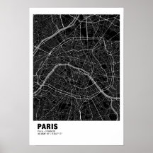 Poster de la carte de Paris - France Carte noire