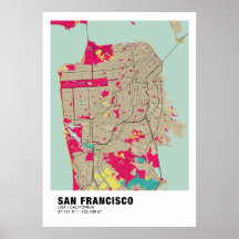 Poster de la carte de San Francisco - California C