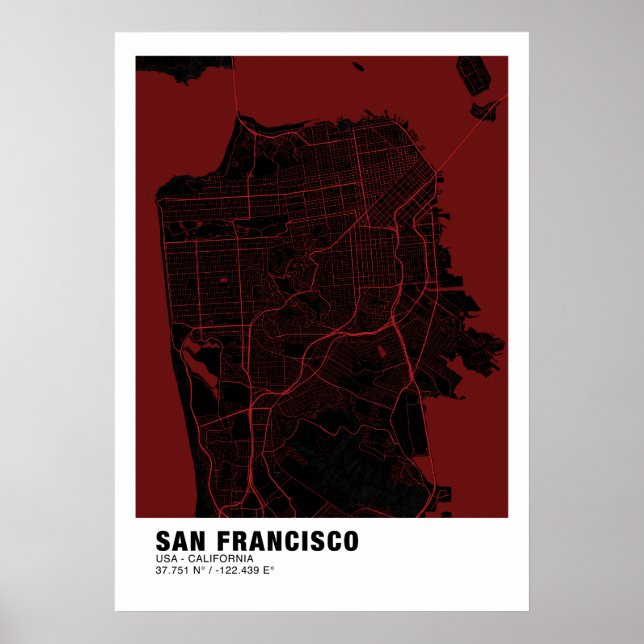 Poster de la carte de San Francisco - California R (Devant)