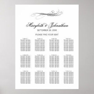 Poster de la carte de siège Mariage Toile & Callig