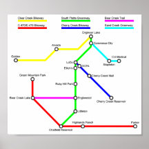 Poster de la carte de vélo Denver