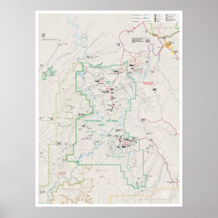 Poster de la carte des Canyonlands (Utah)