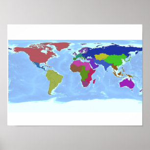 Poster de la carte des régions du monde