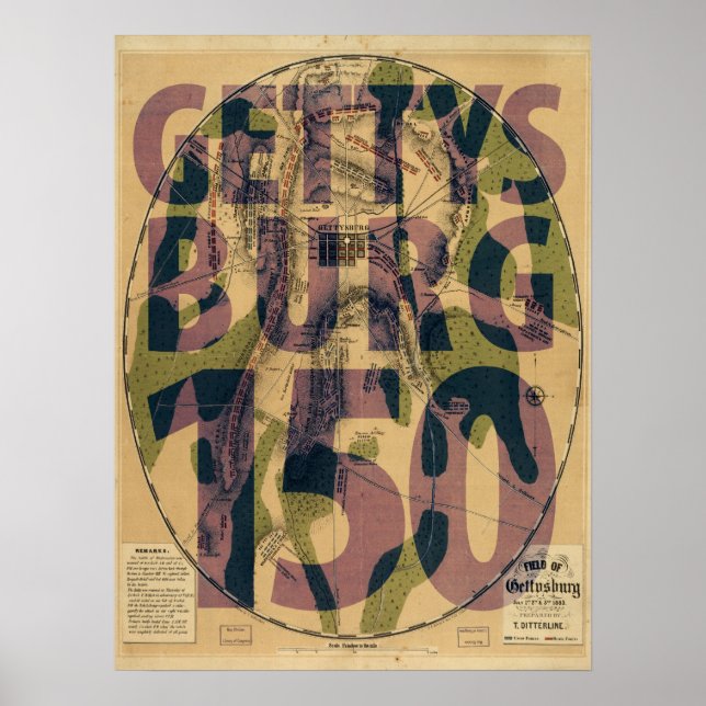Poster de la carte du 150e anniversaire de Gettysb (Devant)