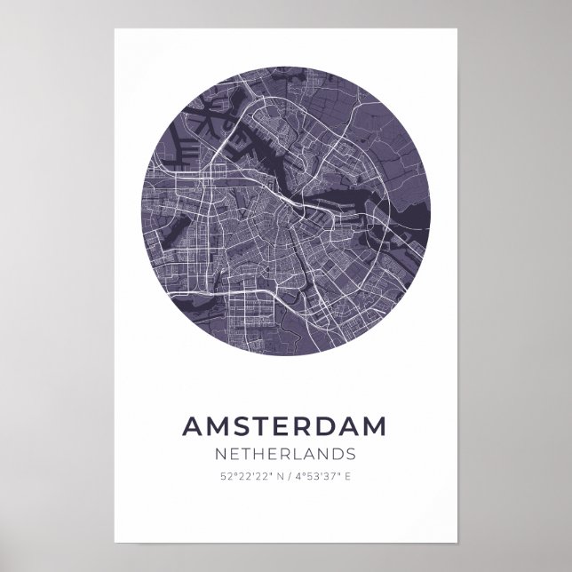 Poster de la carte du cercle pourpre d'Amsterdam P (Devant)