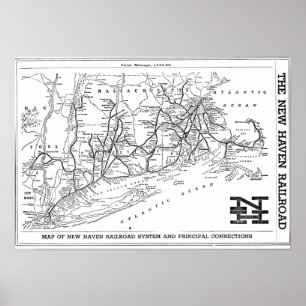 Poster de la carte du chemin de fer New Haven 1956