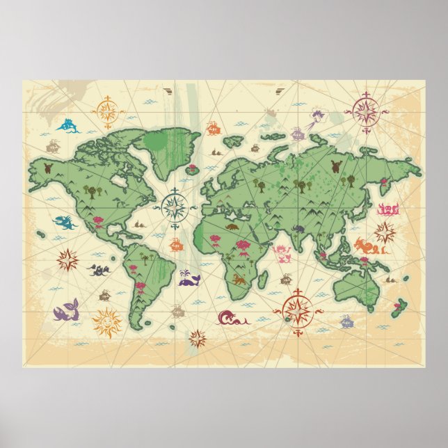 Poster de la carte du monde (Devant)