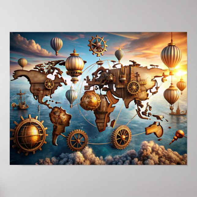Poster de la carte du monde de couleur de l'eau de (Devant)