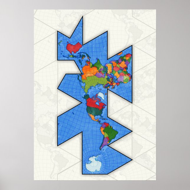 Poster de la carte du monde Dymaxion (Devant)
