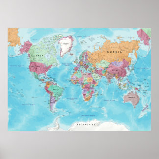 Poster de la carte du monde politique