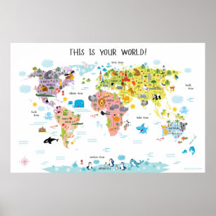 Poster de la carte du monde pour les filles