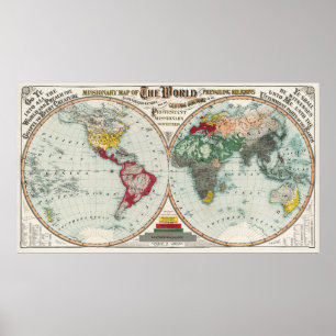 Poster de la carte du monde vintage
