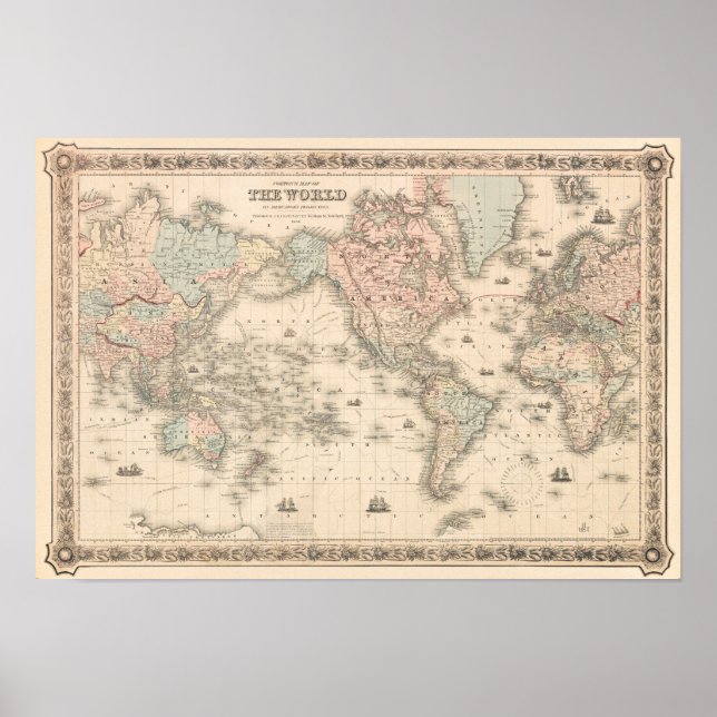 Poster de la carte du monde vintage (Devant)
