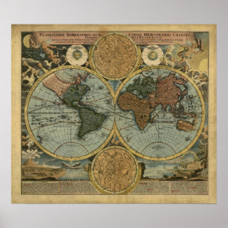 Poster de la carte du monde vintage - Carte du mon