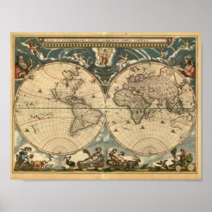 Poster de la carte du très vieux monde latin