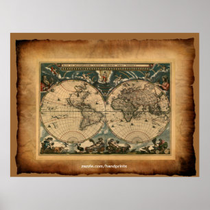 Poster de la carte du Vieux-Monde