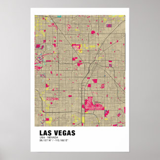 Poster de la carte Las Vegas - Nevada Carte coloré