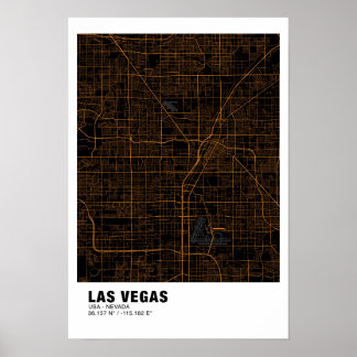 Poster de la carte Las Vegas - Nevada Carte Noir &