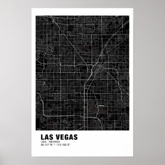 Poster de la carte Las Vegas - Nevada Carte noire