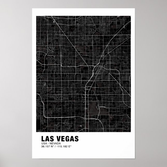 Poster de la carte Las Vegas - Nevada Carte noire (Devant)