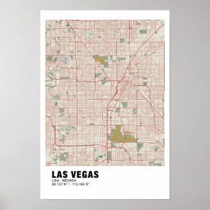 Poster de la carte Las Vegas - Nevada Carte Vintag
