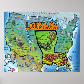 Poster de la carte Louisiana USA